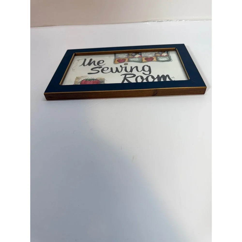 The Sewing Room Framed Wall Art Folk Art Quilt Tomato Pincushion Signed TAM